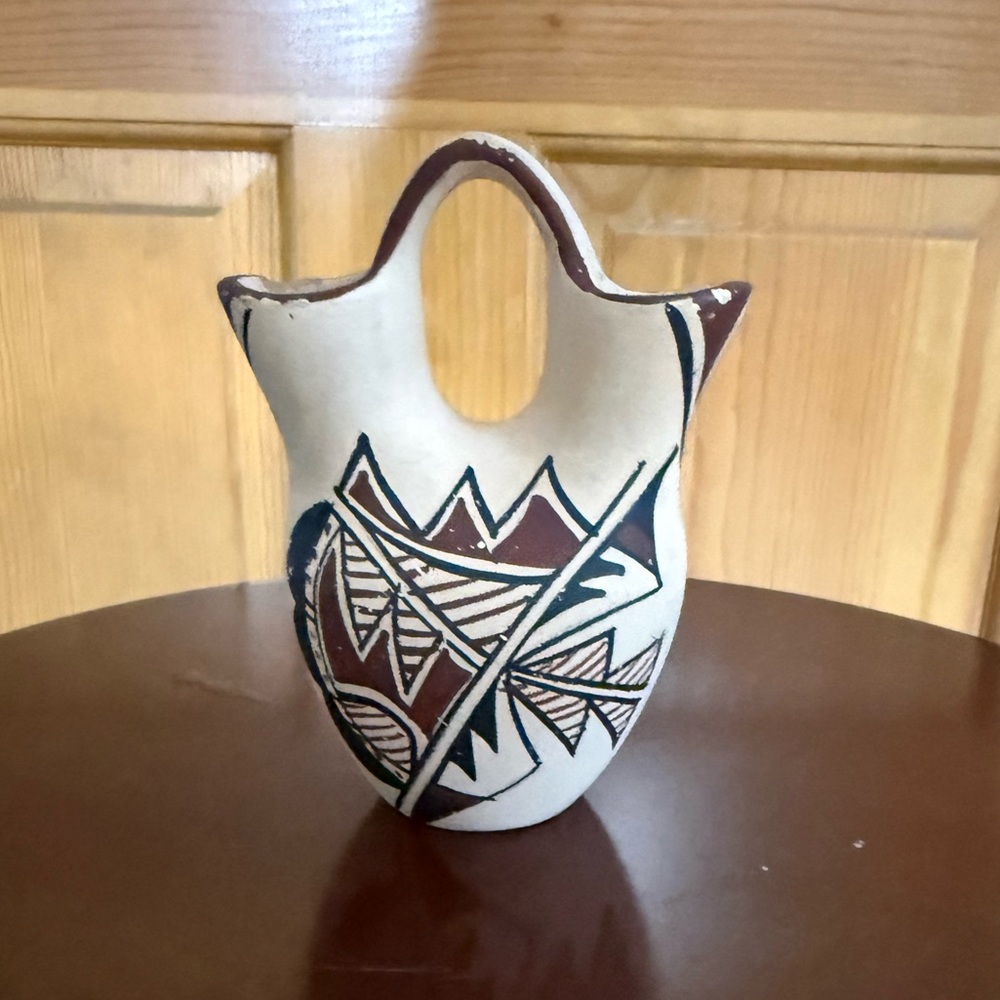 Southwest Style Pottery Wedding Vase Small Hand‎ Painted Double Spout